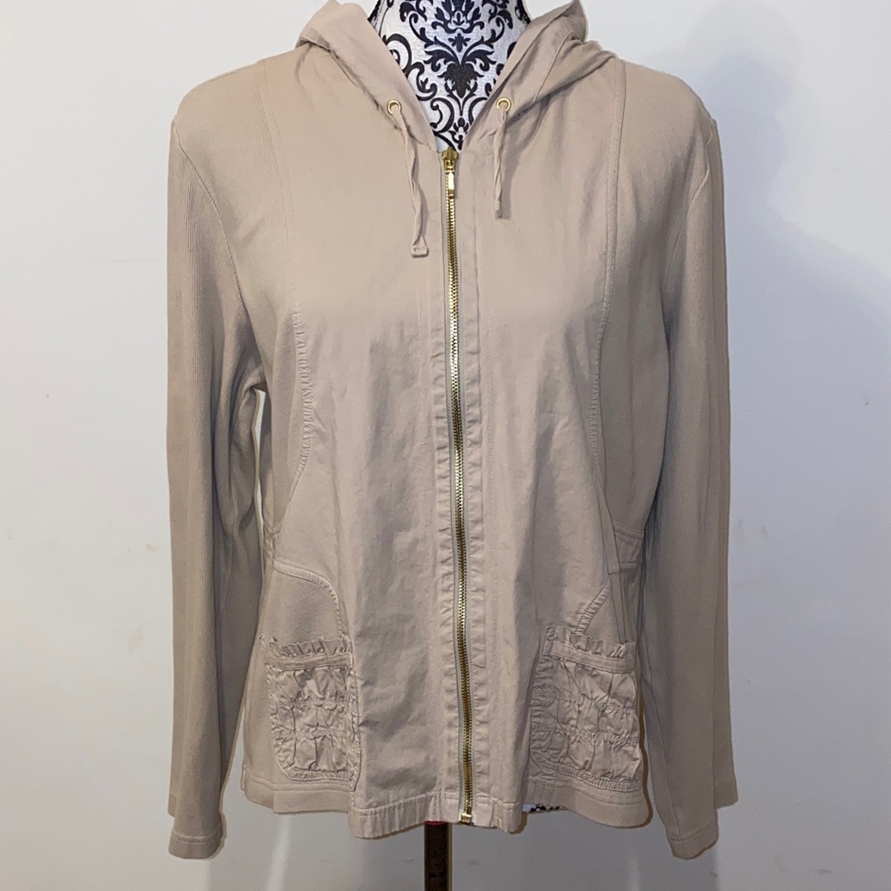 $3/$60 Zenergy by Chico’s Beige Utility Jacket with Hood Size 2 / Large